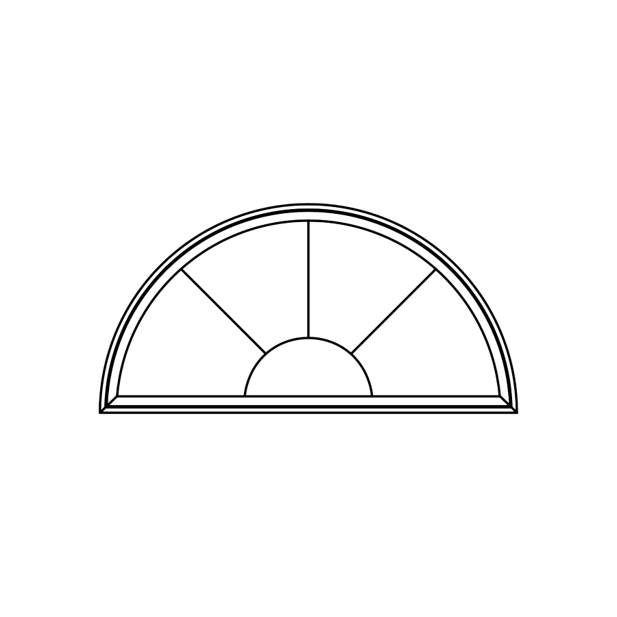 Illustration of grilles and two-inch crossbars in half-round shape for your Vaillancourt architectural windows